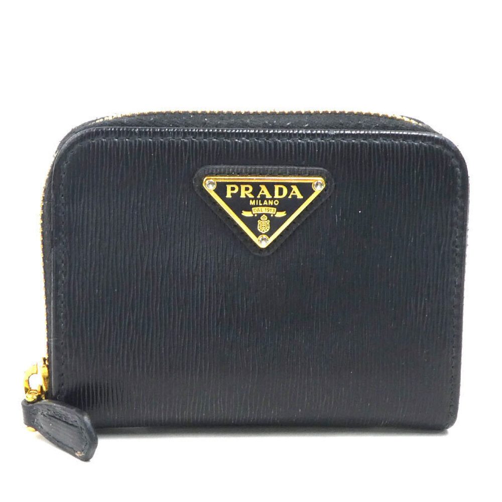 Prada coin case Wallet leather black
